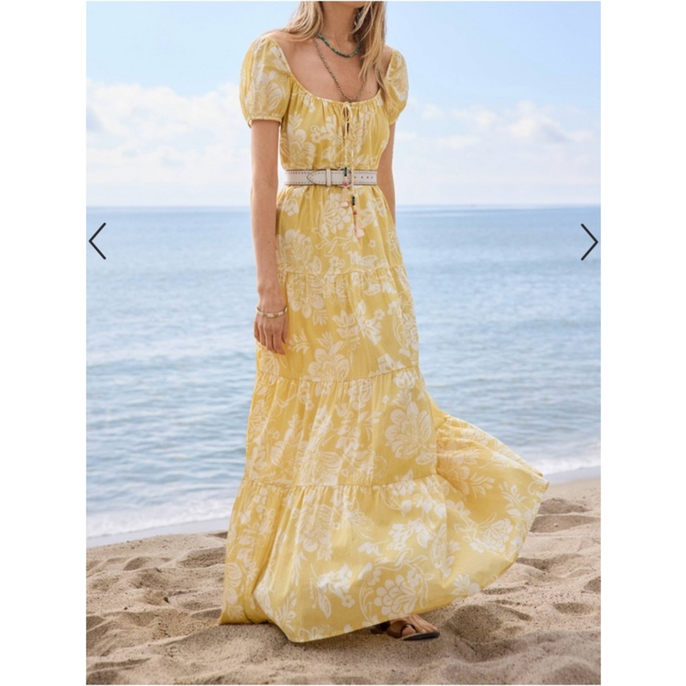 JOHNNY WAS LILY RAE TIERED MAXI DRESS COLOR: Sorrento Sunshine Yellow